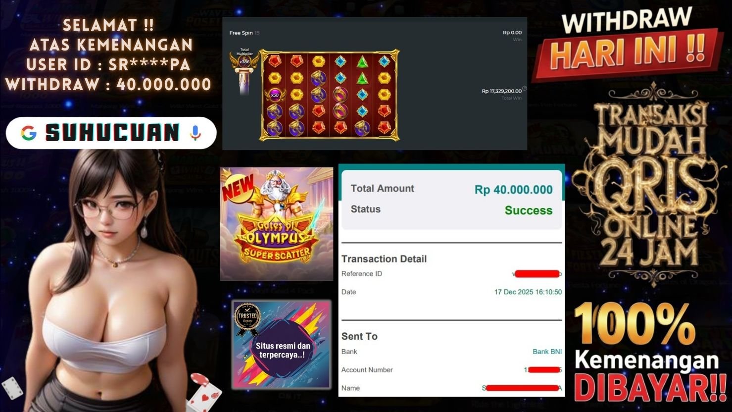 SUHUCUAN JACKPOT SLOT GATES OF OLYMPUS SUPER SCATTER